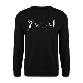 Coiffeur Coiffeur Coeur Ciseaux Peigne - Sweat-shirt Unisexe - noir - Devant - Alina (178cm) & Michal (187cm)