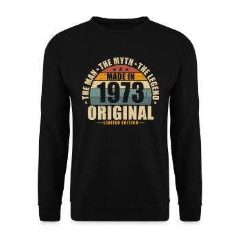 1973 Vintage né homme mythe légende - Sweat-shirt Unisexe - noir - Devant - Alina (178cm) & Michal (187cm)