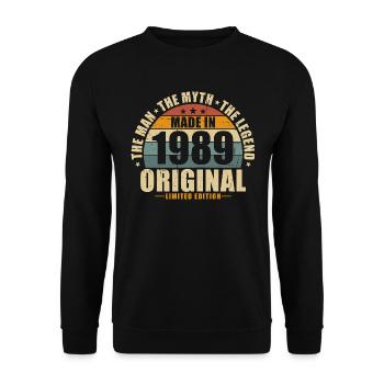 1989 Vintage né homme mythe légende - Sweat-shirt Unisexe - noir - Devant - Alina (178cm) & Michal (187cm)