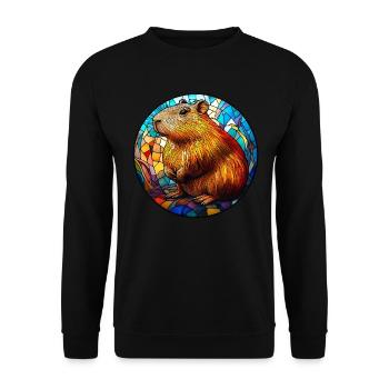 Mosaique Vitrail Capybara - Sweat-shirt Unisexe - noir - Devant - Alina (178cm) & Michal (187cm)