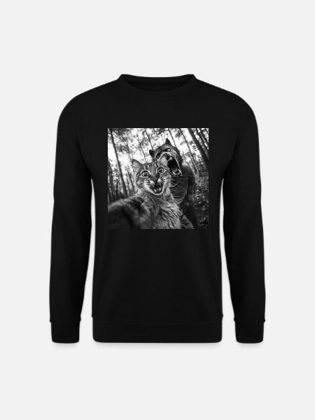 Humor Werwolf Selfie Katze - Unisex Pullover - Schwarz