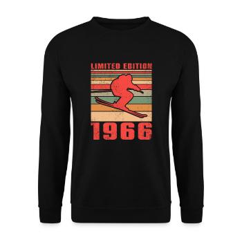 Skier Skier Ski birthday Built in 1966 - Unisex Sweatshirt - black - Front - Alina (178cm) & Michal (187cm)
