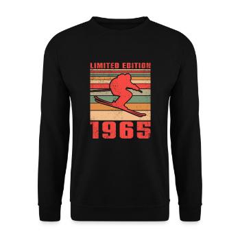 Ski Skifahrer Langlaufski Sport Geburtstag 1965 - Unisex Pullover - Schwarz - Vorne - Alina (178cm) & Michal (187cm)