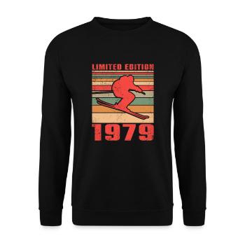 Skifahrer Skilehrer Ski Wintersport 1979 - Unisex Pullover - Schwarz - Vorne - Alina (178cm) & Michal (187cm)