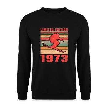 Ski Langlaufski Skifahrer Skifahrerin 1973 - Unisex Pullover - Schwarz - Vorne - Alina (178cm) & Michal (187cm)