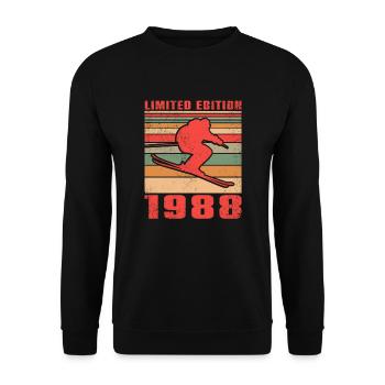 Ski Skifahrerin Skifahrer Langlaufski 1988 - Unisex Pullover - Schwarz - Vorne - Alina (178cm) & Michal (187cm)