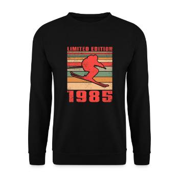 Ski Skifahrer Langlaufski Wintersport 1985 - Unisex Pullover - Schwarz - Vorne - Alina (178cm) & Michal (187cm)