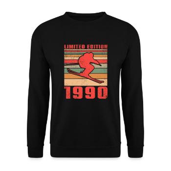 Ski Skifahrer Langlaufski Geburtstag 1990 - Unisex Pullover - Schwarz - Vorne - Alina (178cm) & Michal (187cm)