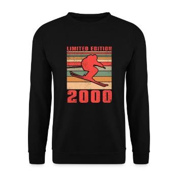 Ski Skifahrer Langlaufski Geburtstag 2000 - Unisex Pullover - Schwarz - Vorne - Alina (178cm) & Michal (187cm)