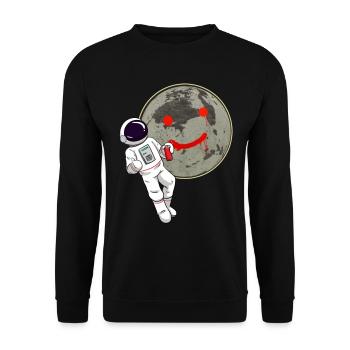 Astronaut Moon Graffiti Sprayer - Unisex Sweatshirt - black - Front - Alina (178cm) & Michal (187cm)