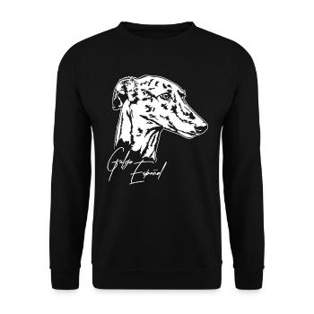 GALGO ESPANOL Portrait Greyhounds Wilsigns - Unisex Sweatshirt - black - Front - Alina (178cm) & Michal (187cm)