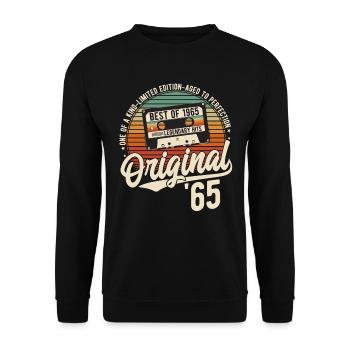 Original 1965 Jahrgang Vintage Geburtstag Retro - Unisex Pullover - Schwarz - Vorne - Alina (178cm) & Michal (187cm)