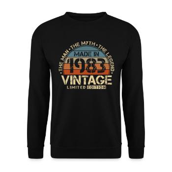 1983 Vintage né homme mythe, légende - Sweat-shirt Unisexe - noir - Devant - Alina (178cm) & Michal (187cm)