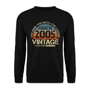 2005 Vintage Né Homme Mythe Légende - Sweat-shirt Unisexe - noir - Devant - Alina (178cm) & Michal (187cm)