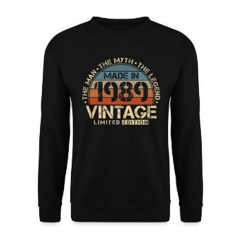1989 Vintage né homme mythe légende - Sweat-shirt Unisexe - noir - Devant - Alina (178cm) & Michal (187cm)