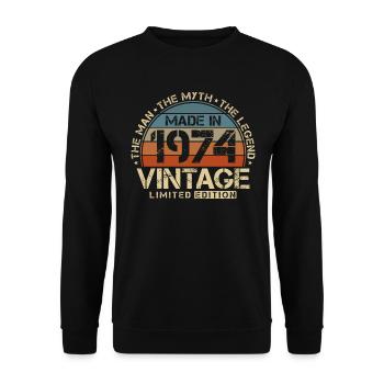 1974 Vintage né homme mythe légende - Sweat-shirt Unisexe - noir - Devant - Alina (178cm) & Michal (187cm)