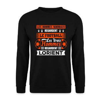 les vrais hommes regardent Lorient fans club sur A - Sweat-shirt Unisexe - noir - Devant - Alina (178cm) & Michal (187cm)