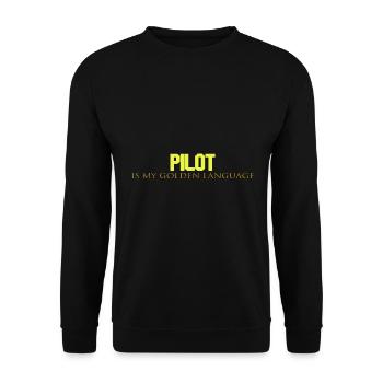 Pilot ist meine goldene Zunge - Unisex Pullover - Schwarz - Vorne - Alina (178cm) & Michal (187cm)