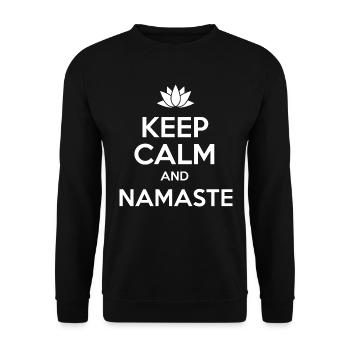 Keep Calm And Namaste - Funny Buddha Mindfulness - Unisex Pullover - Schwarz - Vorne - Alina (178cm) & Michal (187cm)
