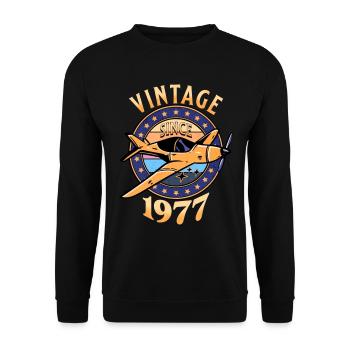 Avion Vintage 1977 45 Ans Anniversaire - Sweat-shirt Unisexe - noir - Devant - Alina (178cm) & Michal (187cm)