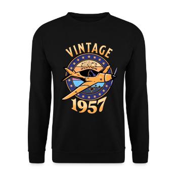 Vintage Aircraft 1957 65 Years Anniversary - Unisex Sweatshirt - black - Front - Alina (178cm) & Michal (187cm)