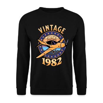 Avion Vintage 1982 40 Ans Anniversaire - Sweat-shirt Unisexe - noir - Devant - Alina (178cm) & Michal (187cm)