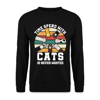 Cat saying funny - Unisex Sweatshirt - black - Front - Alina (178cm) & Michal (187cm)