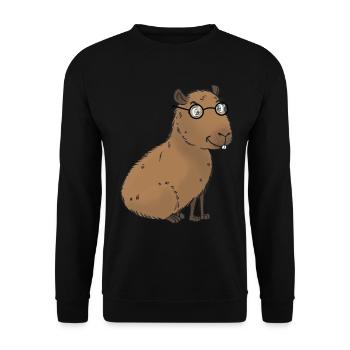 Capybara avec lunettes - Sweat-shirt Unisexe - noir - Devant - Alina (178cm) & Michal (187cm)