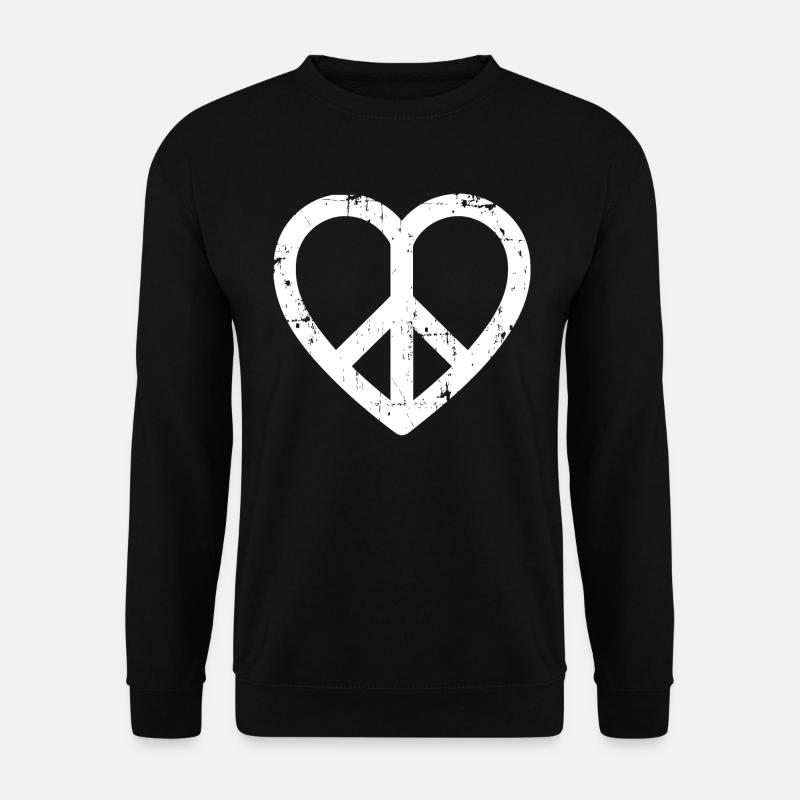 Peace Herz Peace Sign Love Vintage - Unisex Pullover - Schwarz