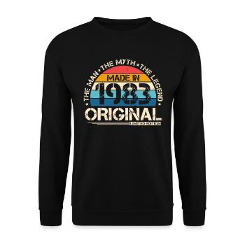 1983 Vintage Born Man Myth Legend - Sweat-shirt Unisexe - noir - Devant - Alina (178cm) & Michal (187cm)