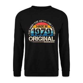 1979 Vintage Born Man Myth Legend - Unisex Sweatshirt - black - Front - Alina (178cm) & Michal (187cm)