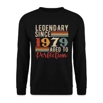 Legendär seit 1979. Geburtstagsgeschenk 1979 - Unisex Pullover - Schwarz - Vorne - Alina (178cm) & Michal (187cm)