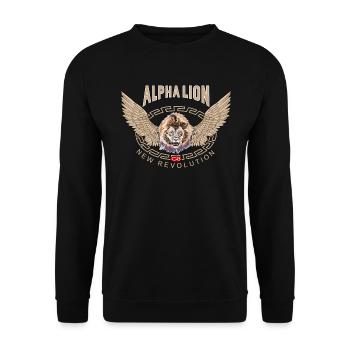 Lion volant, Roi de l’air, Lion alpha - Sweat-shirt Unisexe - noir - Devant - Alina (178cm) & Michal (187cm)