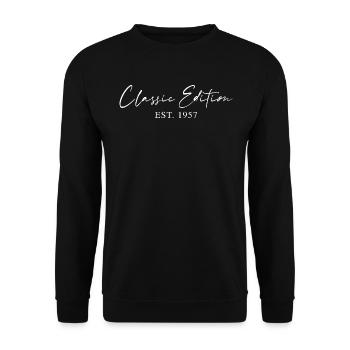 Classic Edition 1957 – minimalist typography - Unisex Sweatshirt - black - Front - Alina (178cm) & Michal (187cm)