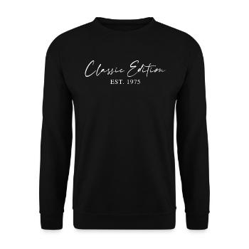 Classic Edition 1975 – minimalist typography - Unisex Sweatshirt - black - Front - Alina (178cm) & Michal (187cm)
