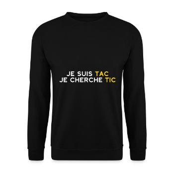 Je Suis TAC Je Cherche TIC Déguisement TIC et TAC - Sweat-shirt Unisexe - noir - Devant - Alina (178cm) & Michal (187cm)