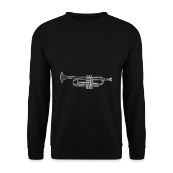 Trompeter Silhouette - Unisex Pullover - Schwarz - Vorne - Alina (178cm) & Michal (187cm)