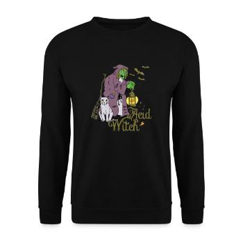 Saure Hexe Halloween - Unisex Pullover - Schwarz - Vorne - Alina (178cm) & Michal (187cm)