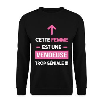cadeau marrant femme trop géniale vendeuse - Sweat-shirt Unisexe - noir - Devant - Alina (178cm) & Michal (187cm)