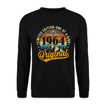1964 Jahrgang Vintage Retro Geburtstag Geschenk - Unisex Pullover - Schwarz - Vorne - Alina (178cm) & Michal (187cm)