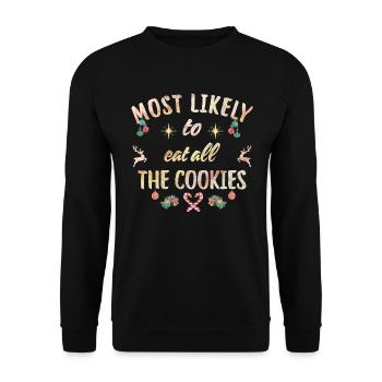 most likely to eat all the cookies - Unisex Pullover - Schwarz - Vorne - Alina (178cm) & Michal (187cm)
