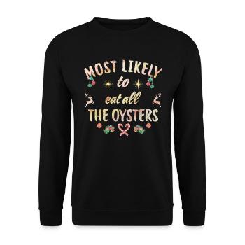 most likely to eat all the oysters - Unisex Pullover - Schwarz - Vorne - Alina (178cm) & Michal (187cm)