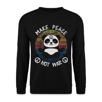 Hippie panda peace not war - Unisex Sweatshirt - black - Front - Alina (178cm) & Michal (187cm)