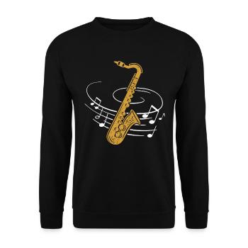 Saxophone Partition Jazz Saxophoniste Brass Band Musicien - Sweat-shirt Unisexe - noir - Devant - Alina (178cm) & Michal (187cm)