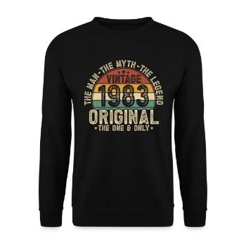 1983 Vintage né homme mythe, légende - Sweat-shirt Unisexe - noir - Devant - Alina (178cm) & Michal (187cm)
