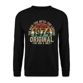 1974 Vintage né homme mythe légende - Sweat-shirt Unisexe - noir - Devant - Alina (178cm) & Michal (187cm)