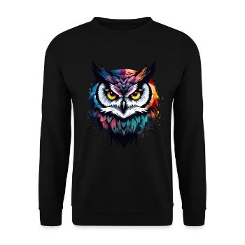 Owl Cool Colorful Feathers Cool Cool Bird - Unisex Sweatshirt - black - Front - Alina (178cm) & Michal (187cm)