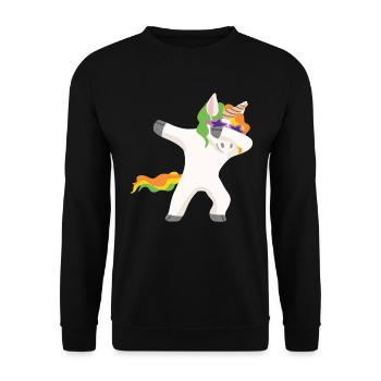 Dabbing Unicorn Dab dabbendes Einhorn - Unisex Pullover - Schwarz - Vorne - Alina (178cm) & Michal (187cm)