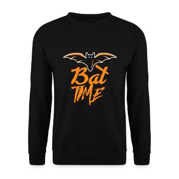 Fledermaus Zeit - Unisex Pullover - Schwarz - Vorne - Alina (178cm) & Michal (187cm)