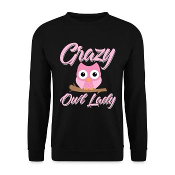crazy owls lady - Unisex Sweatshirt - black - Front - Alina (178cm) & Michal (187cm)